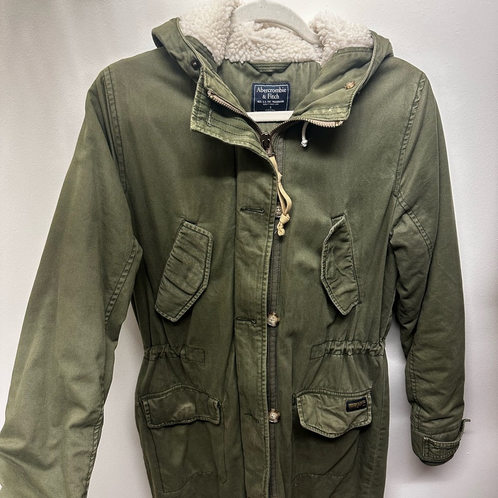 Vintage Abercrombie & Fitch Olive Green Fleece Lined Jacket